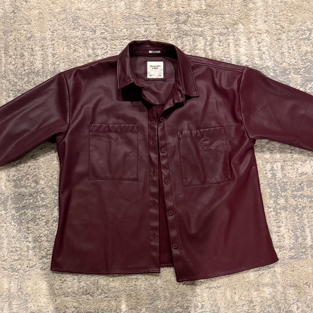 Abercrombie & Fitch Burgundy Leather Jacket